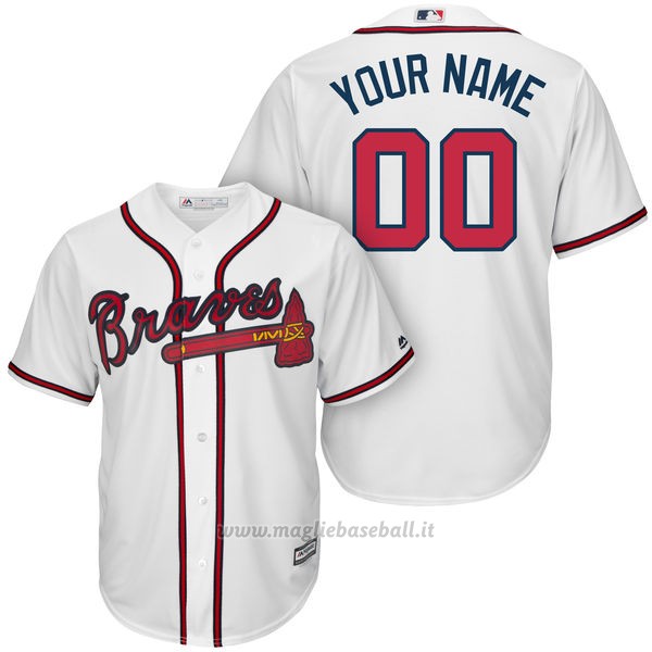 Maglia Baseball Bambino Atlanta Braves Personalizzate Bianco